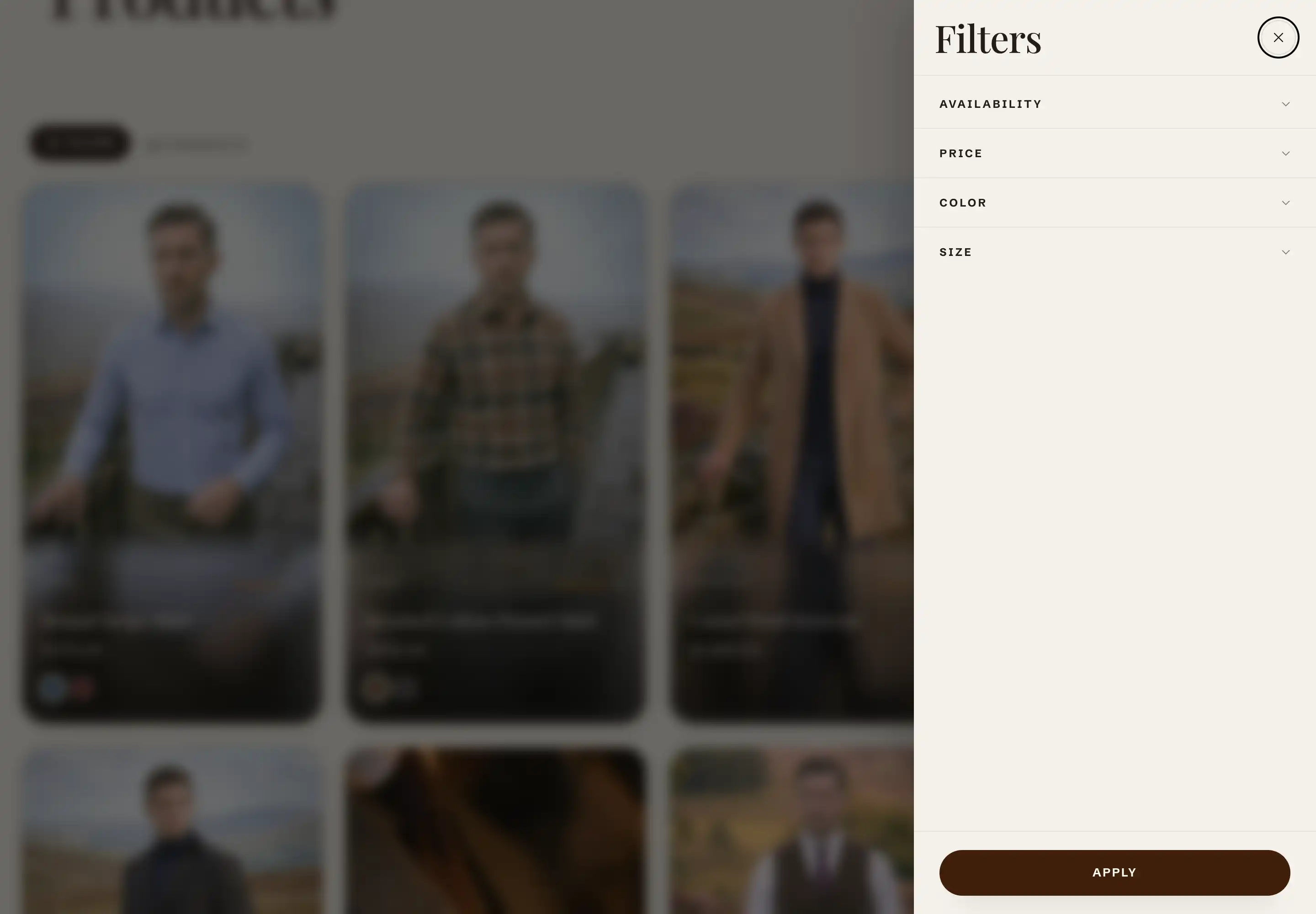 Filter drawer with facets over the grid
