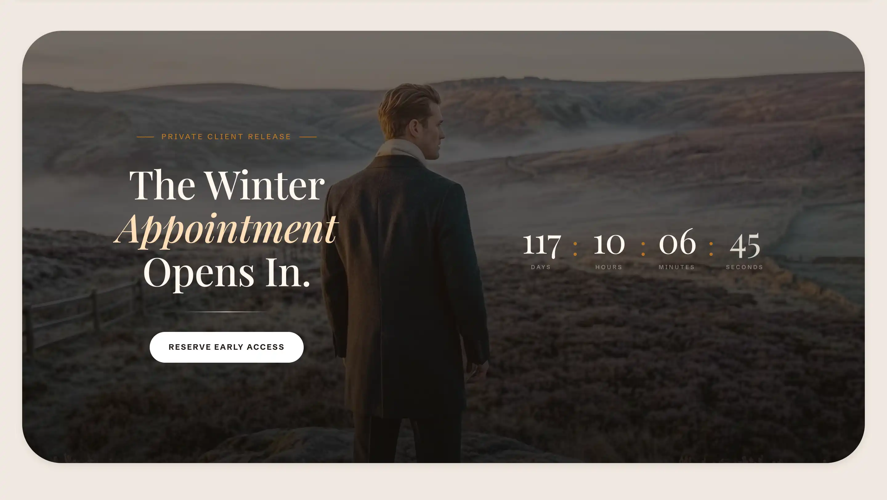 Countdown section with a timer over a background image
