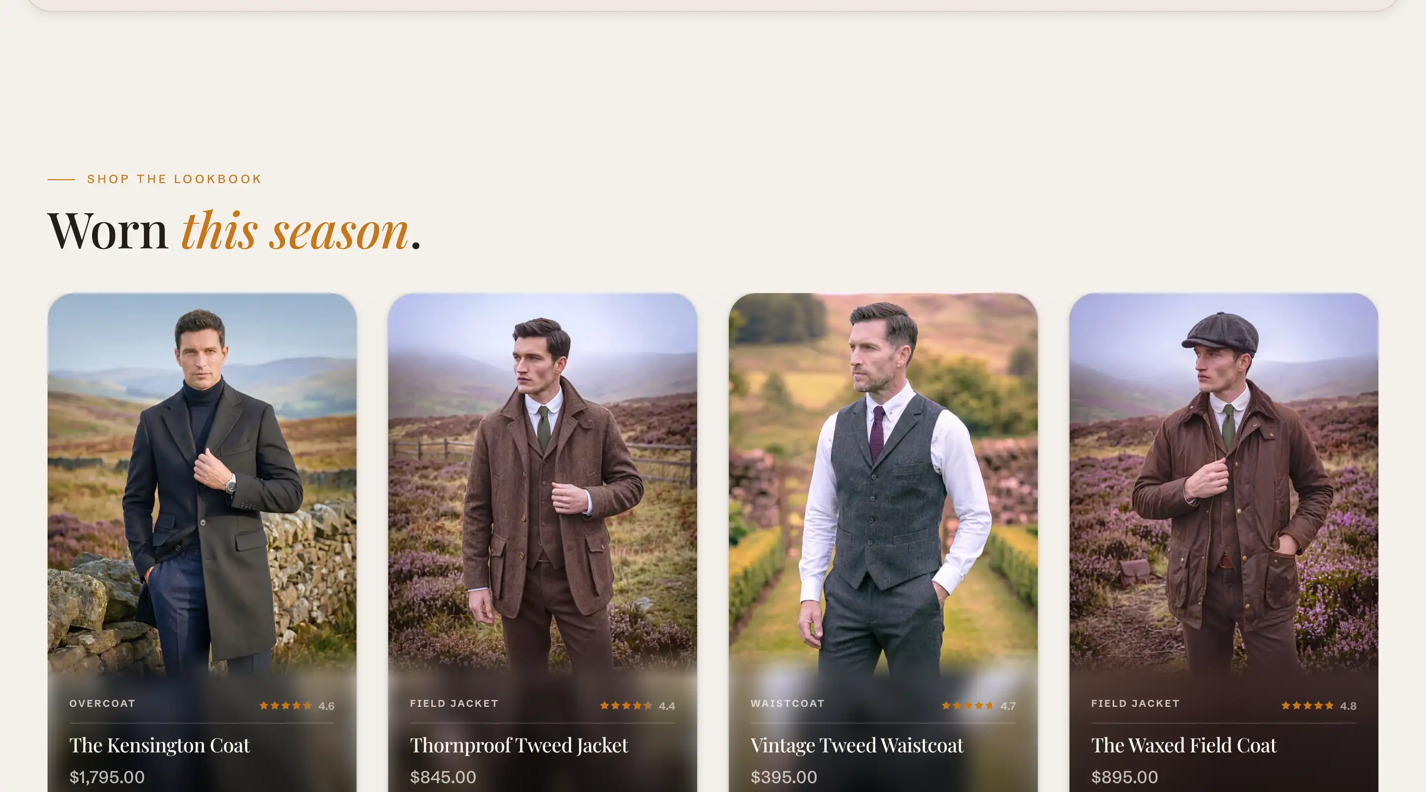 Featured products shown as a row of product cards under a heading